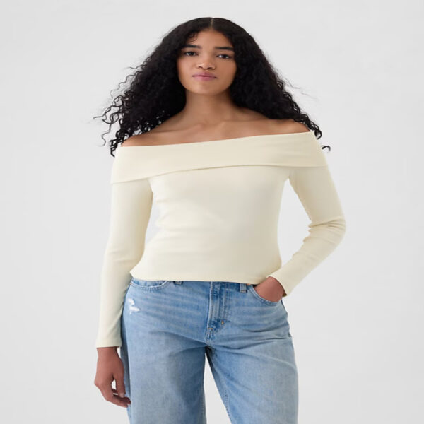 GAP Modern Rib Off-Shoulder Cropped Top - Imagen 3