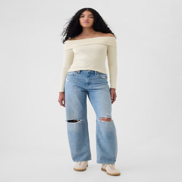 GAP Modern Rib Off-Shoulder Cropped Top - Imagen 4