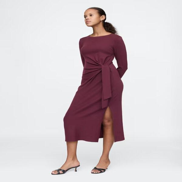 GAP Modern Rib Tie-Knot Midi Dress - Imagen 6