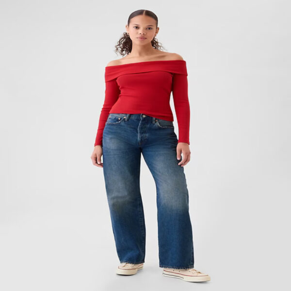 GAP Modern Rib Off-Shoulder Cropped Top - Imagen 9